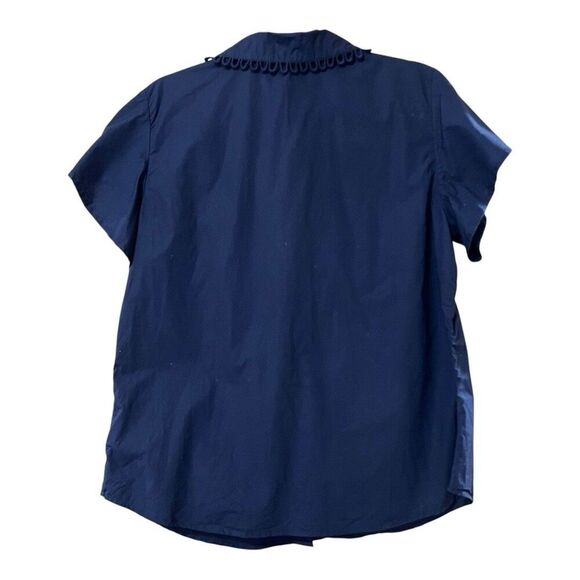 Draper James Womens Size 12 Blue Cotton Button Down Flutter Sleeve Shirt - Picture 3 of 4